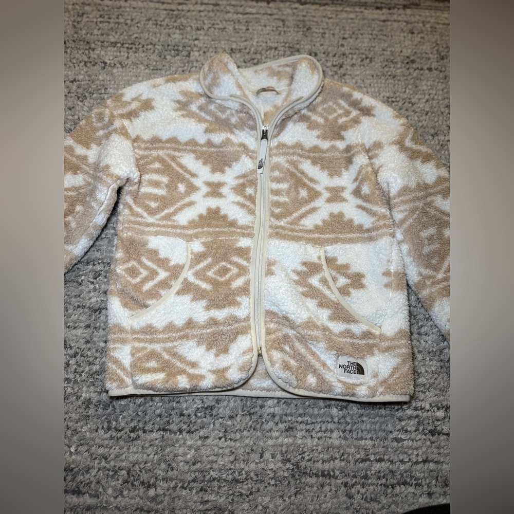 The North Face Cream and Tan Fleece Jacket